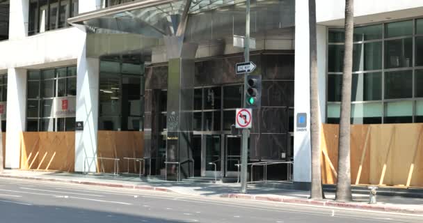 Los Angeles Usa Noviembre 2020 Embarcado Edificio Bancario Centro Ciudad — Vídeo de stock