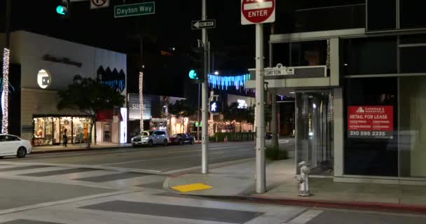 Beverly Hills Usa Diciembre 2020 Tiendas Calles Desiertas Durante Temporada — Vídeo de stock