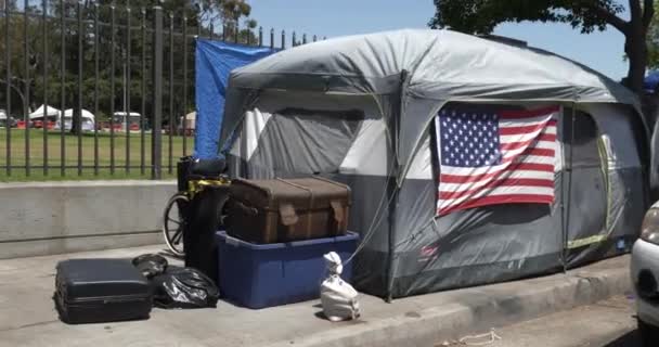 Los Angeles Usa Července 2021 Stany Veteránů Bez Domova Uvnitř — Stock video