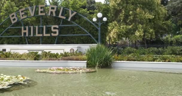 Mooie Lelievijver Voor Het Iconische Beverly Hills Bord — Stockvideo