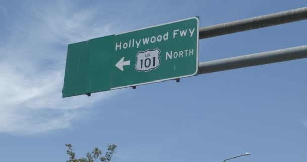 Sinal Estrada Marcando Entrada Para Auto Estrada Hollywood Los Angeles — Vídeo de Stock