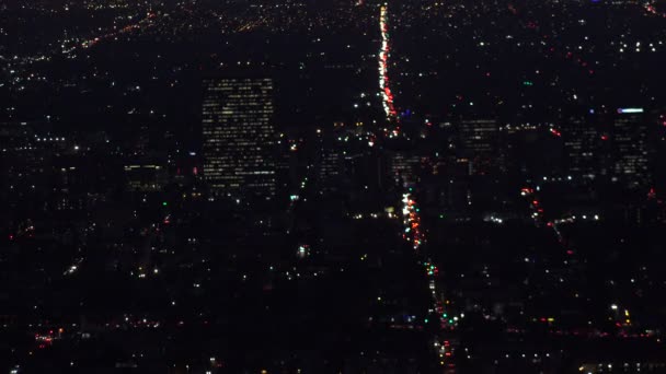 Αεροφωτογραφία Του Λος Άντζελες Νύχτα — Αρχείο Βίντεο
