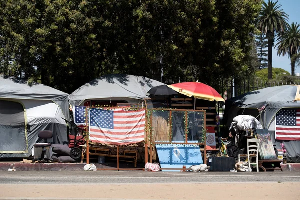 Los Angeles Usa Julyl 2021 Tents Homeless Veterans Permieter Veterans — 스톡 사진