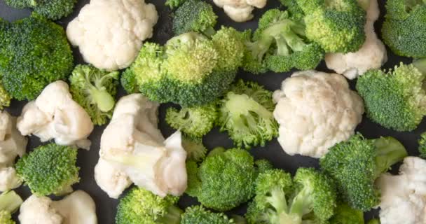 Taze Brokoli Karnabahar Çiçeklerinin Yukarıdan Görünüşü — Stok video