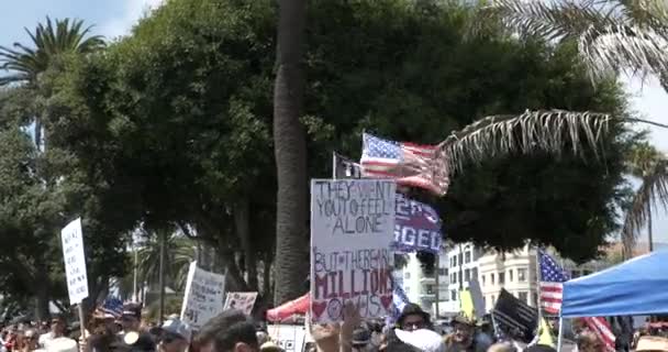Santa Monica Usa Augusti 2021 Global Rally Freedom Protesterar Mot — Stockvideo