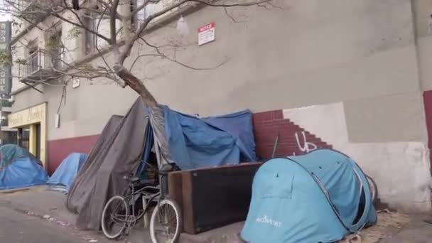 Los Angeles Usa Kwietnia 2021 Skid Row Peoples Market Dzielnicy — Wideo stockowe