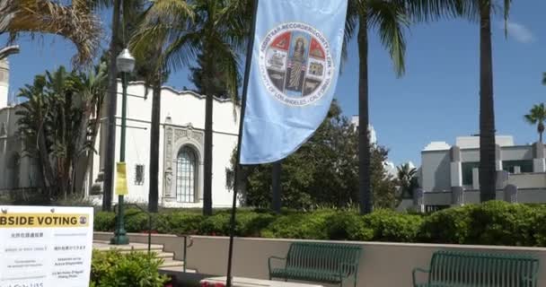 Beverly Hills Eua Setembro 2021 Banner Marcando Local Votação Para — Vídeo de Stock