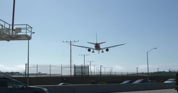 Aereo Jet Atterraggio All Aeroporto Internazionale Los Angeles Rallentatore — Video Stock