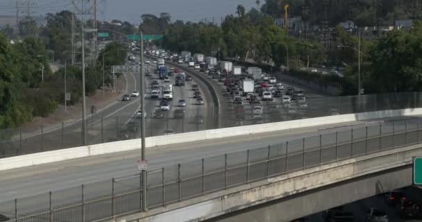 Vista Única Auto Estrada Que Leva Los Angeles — Vídeo de Stock