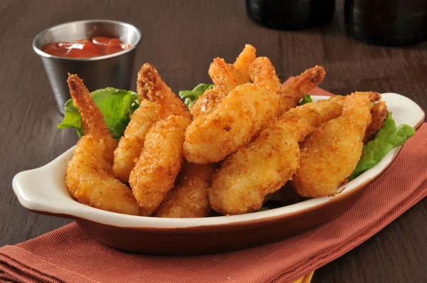 Breaded deep fried shrimp — Stock Photo, Image