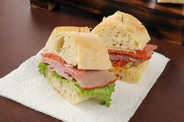 Italian cold cuts sandwich — Stock Photo, Image