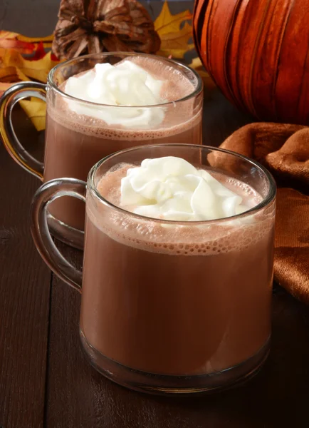 Hot chocolate and whipped cream — Stock Photo, Image