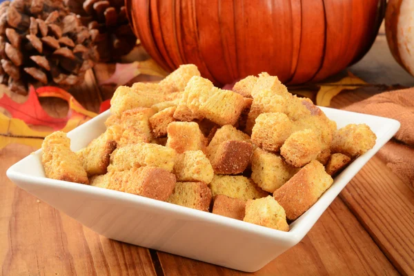 Pumpkin cornbread croutons — Stock Photo, Image