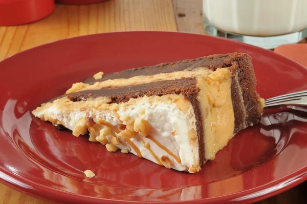 Pindakaas brownie cheesecake — Stockfoto