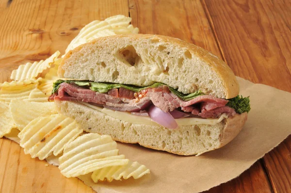 Gourmet roast beef sandwich — Stock Photo, Image