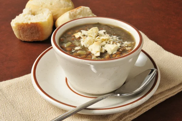 Xícara de sopa de lentilha — Fotografia de Stock