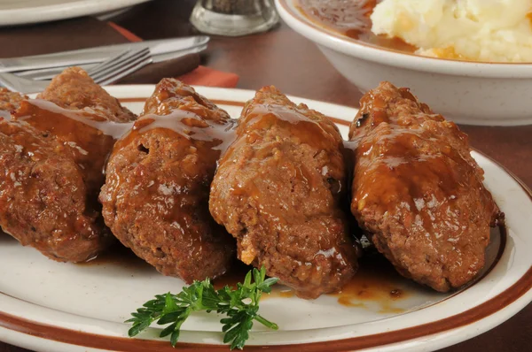 Meatloaf and potatoes — Stock Photo, Image