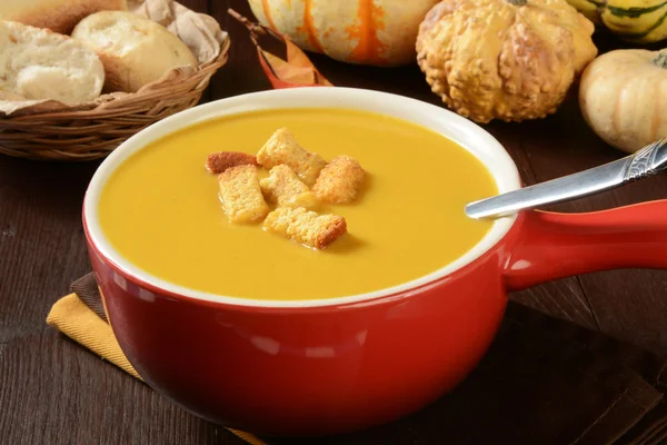 Butternut squash soup — Stock Photo, Image