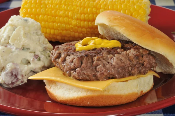 Hausgemachter Cheeseburger — Stockfoto