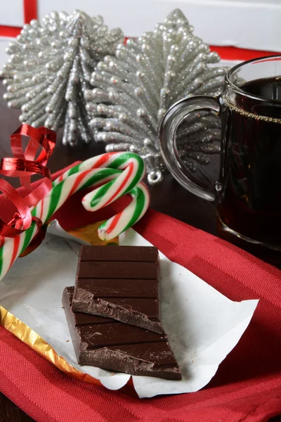 Chocolate e café de Natal — Fotografia de Stock