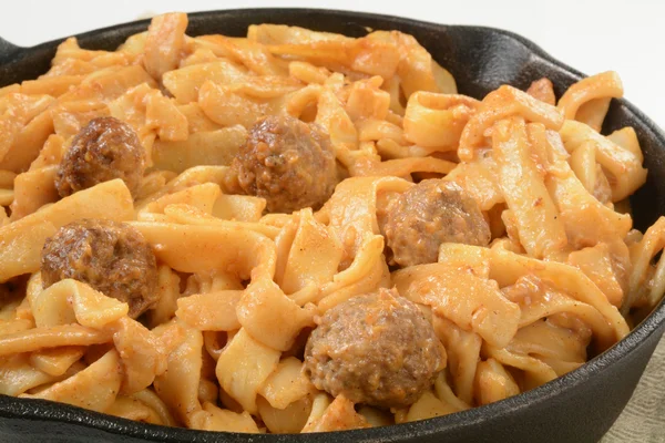 Pasta with swedish meatballs — Stock Photo, Image