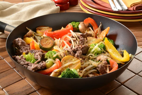 Stir fry in a wok — Stock Photo, Image