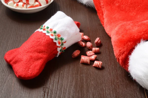 Şeker ile Noel çorap — Stok fotoğraf