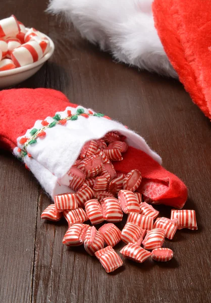 Meia de Natal com doces — Fotografia de Stock