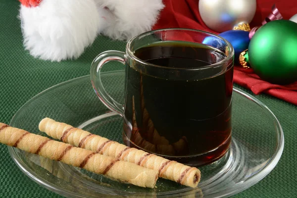 Obleas enrolladas de Navidad con café — Foto de Stock