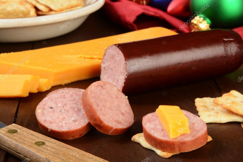 Summer sausage and cheese — Stock Photo © MSPhotographic 59189767