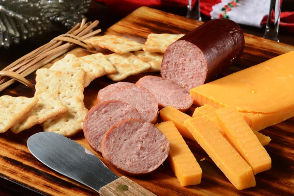 Summer sausage and cheese — Stock Photo, Image