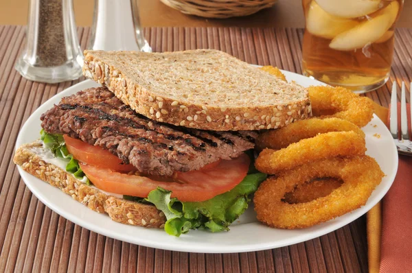 Cube steak sandwich — Stock Photo, Image