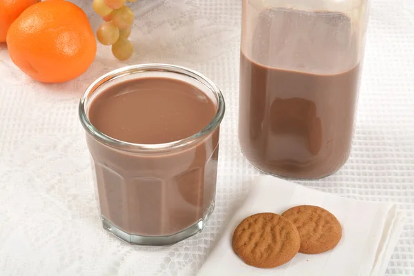 巧克力牛奶和饼干 — 图库照片