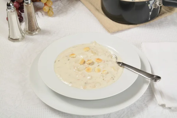 Bowl of clam chowder — Stock Photo, Image