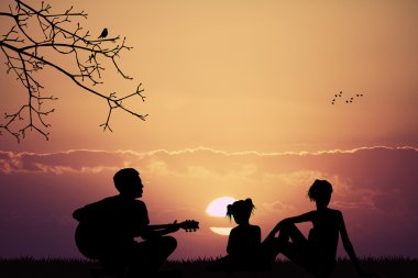 kaygısız aile çalış ve şarkı söyler