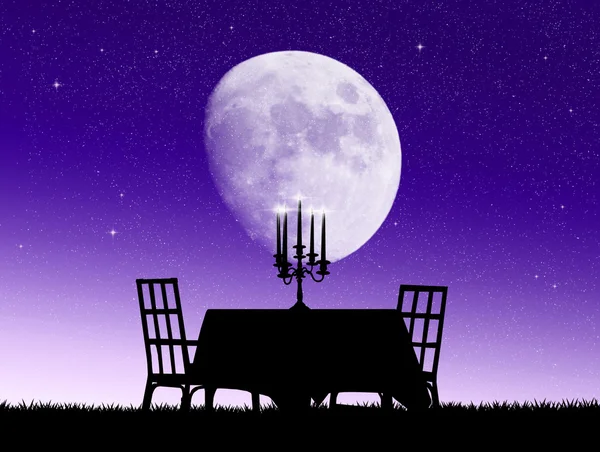 Illustration des Abendessens bei Kerzenschein — Stockfoto