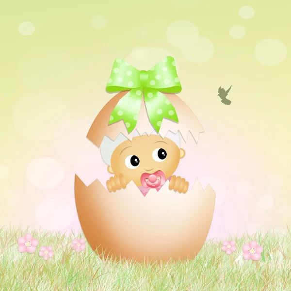 Baby in de Easter egg — Stockfoto