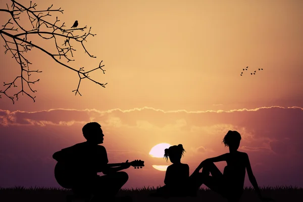 Despreocupada familia juega y canta — Foto de Stock