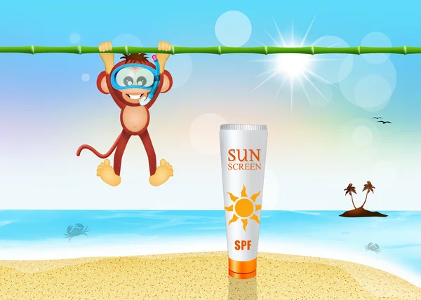 funny monkey with solar lotion