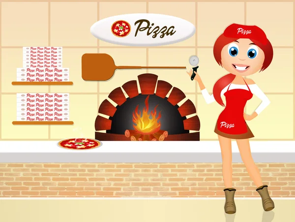 İtalyan Pizzacı kız — Stok fotoğraf