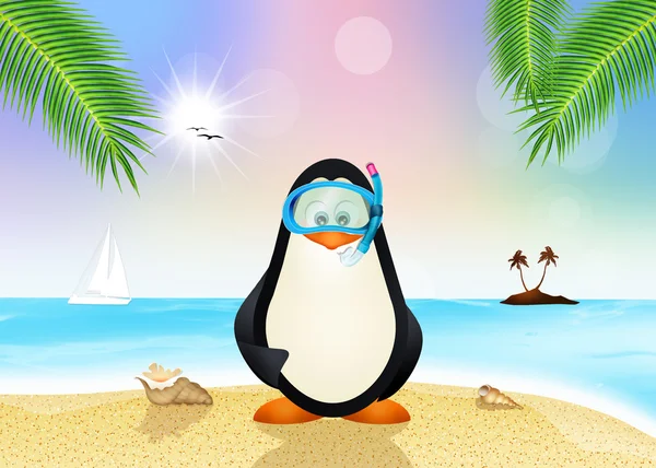 Penguin with scuba mask — Stock Photo, Image