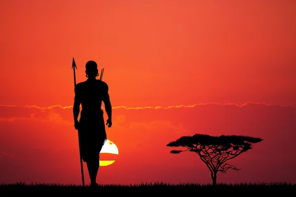 Uomo indigeno al tramonto — Foto Stock