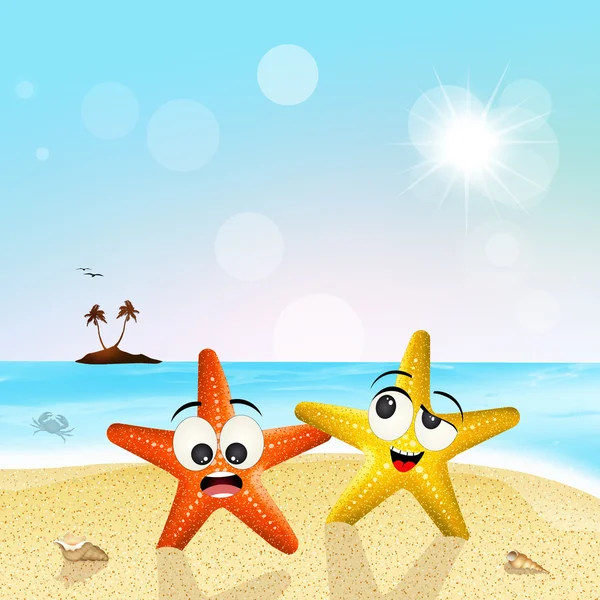 Starfishes na praia — Fotografia de Stock