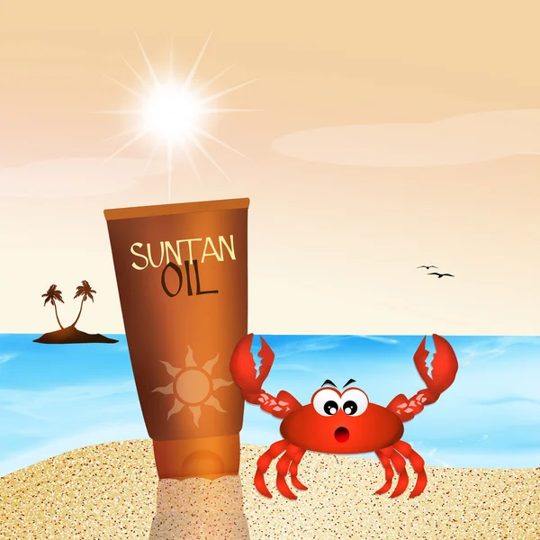 Suntan oil in summer — Stock Photo, Image