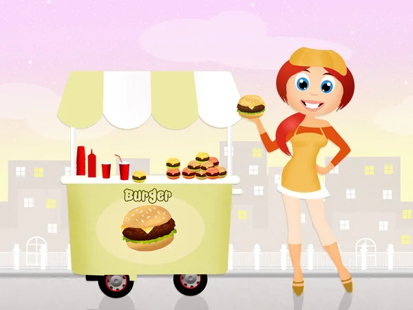 Illustration des Burgerwagens — Stockfoto