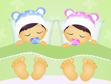 yatakta uyuyan bebekler