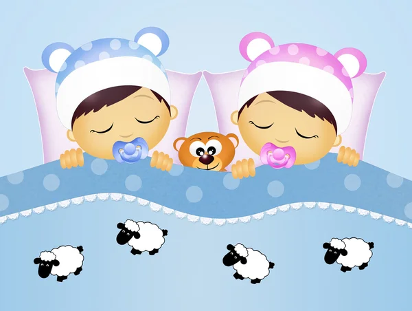Bebés contando ovejas — Foto de Stock