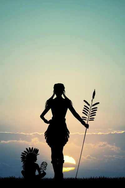 Indian girl at sunset — Stock Photo, Image