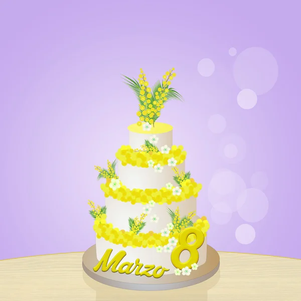 Mimosa cake for Women's day — Stock Photo, Image