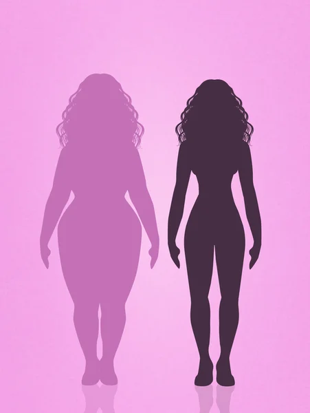 Woman weight loss silhouette — Stock Photo, Image